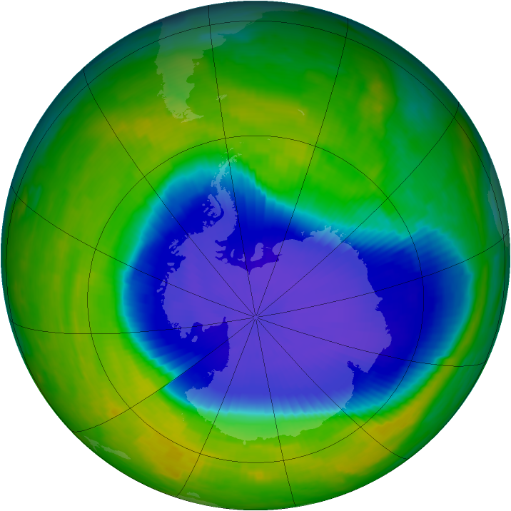Antarctic ozone map for 06 November 1996